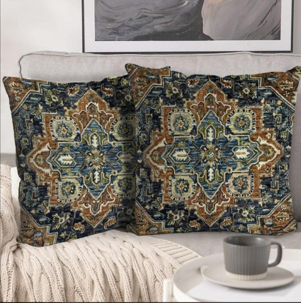 BUAEL Boho Throw Pillow Covers (Set of 2) 16 x 16